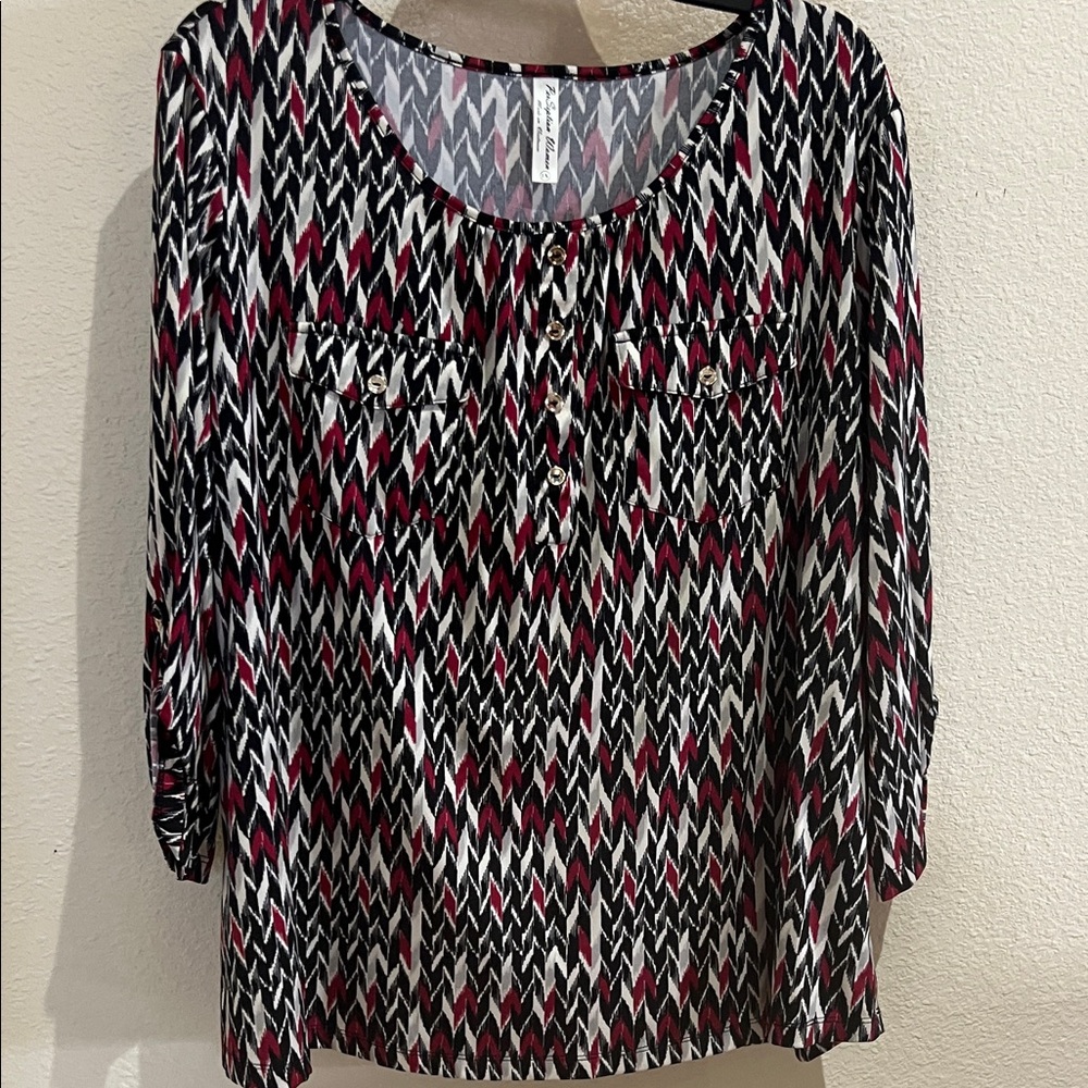 Perseption Multicolor Geometric Blouse